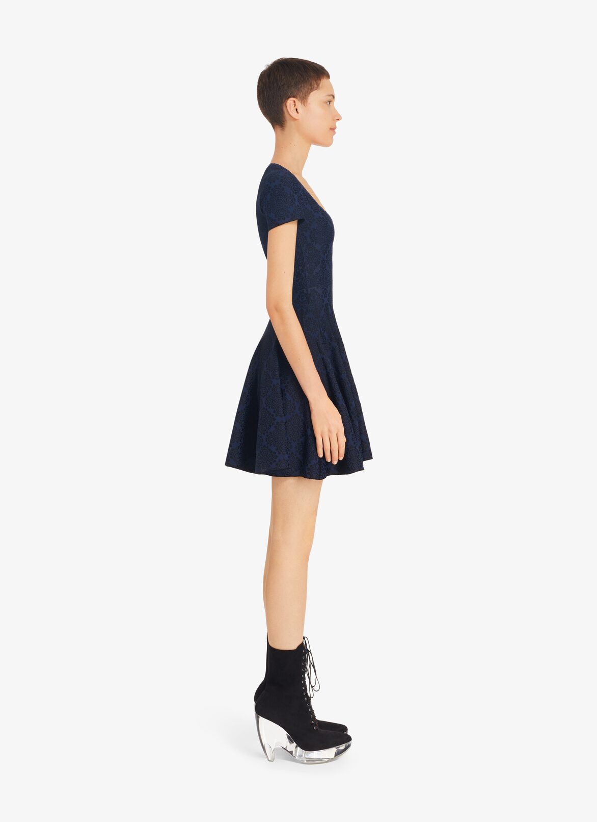 Lingerie Skater dress ALAÏA MARINE/BLACK LINGERIE SKATER DRESS